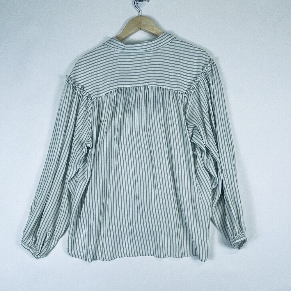 Cruel Denim Green Stripe Roses Rayon Western Long Sleeve Shirt Top Womens Medium - Picture 4 of 6